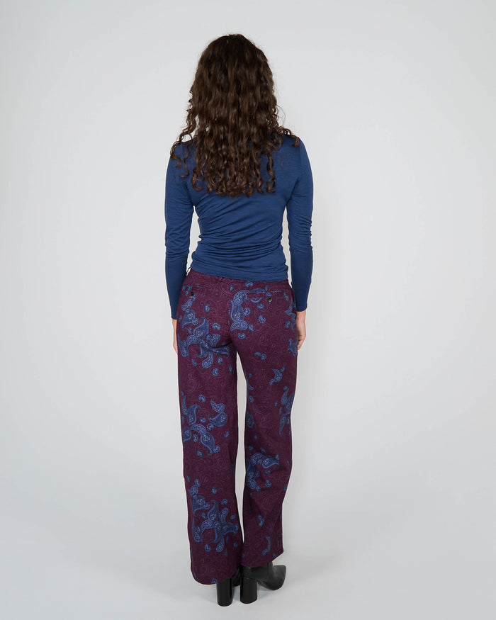 PHILLIS MONTGAT PAISLEY TAILORED PANT - PLUM