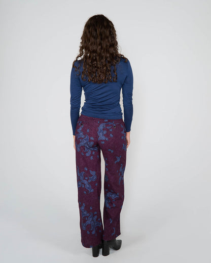 PHILLIS MONTGAT PAISLEY TAILORED PANT - PLUM