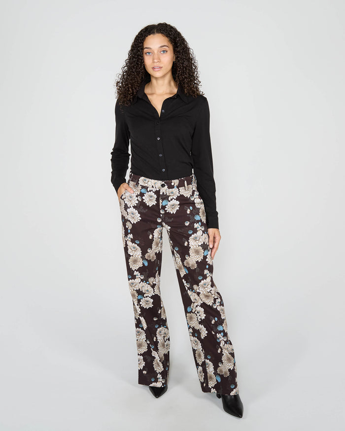 PHILLIS SERIOUS FLORAL TAILORED PANT - BLACK