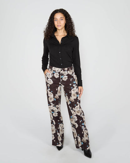 PHILLIS SERIOUS FLORAL TAILORED PANT - BLACK