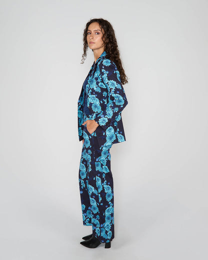 PHILLIS SERIOUS FLORAL TAILORED PANT - NAVY