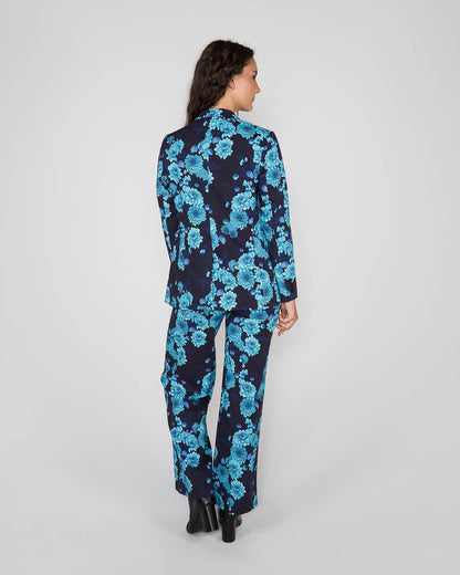 PHILLIS SERIOUS FLORAL TAILORED PANT - NAVY