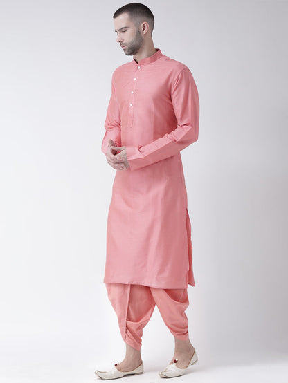 Pink Art Silk Solid Long Kurta.