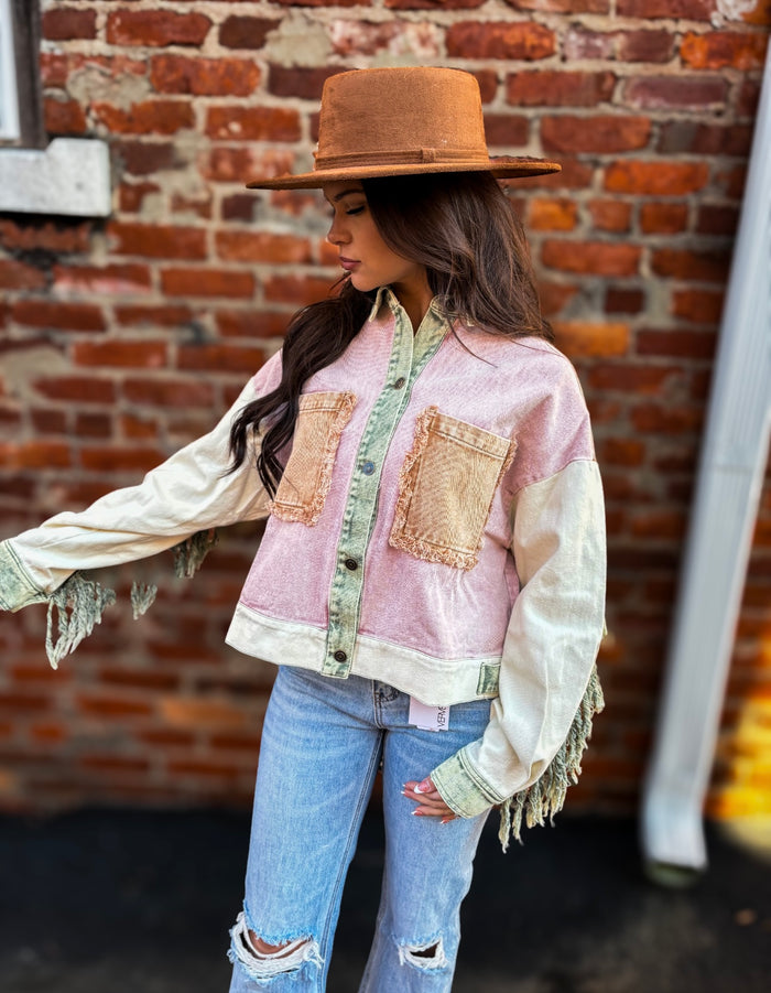 Pink Block Twill Jacket