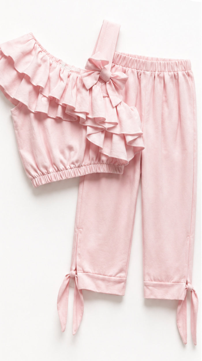 Pink Bow & Frill Set
