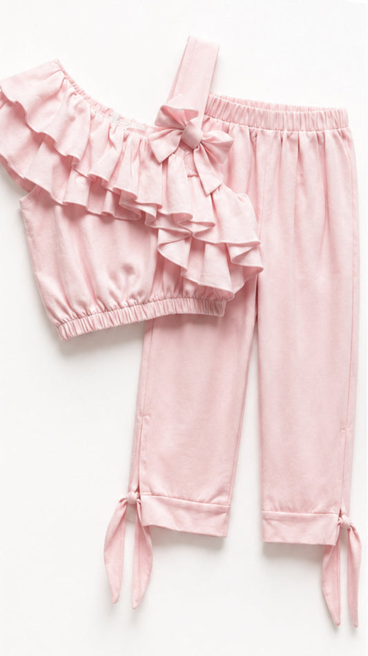 Pink Bow & Frill Set