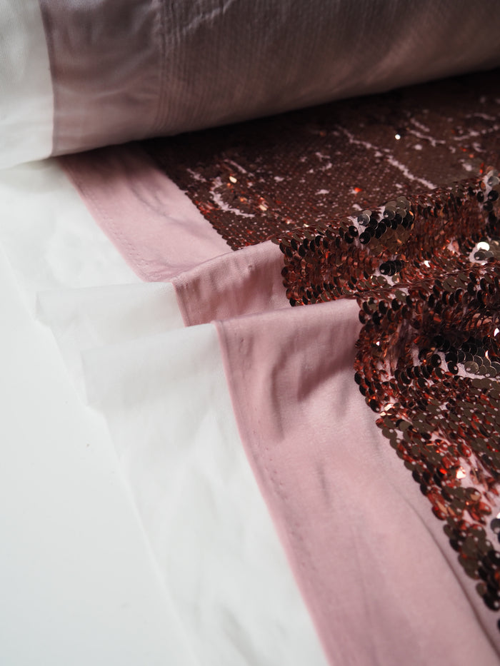 Pink Frost Interfaced Stretch Sequin Jersey