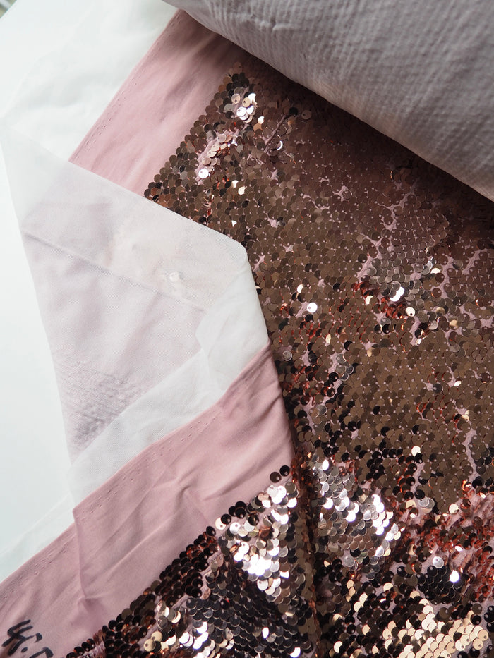 Pink Frost Interfaced Stretch Sequin Jersey