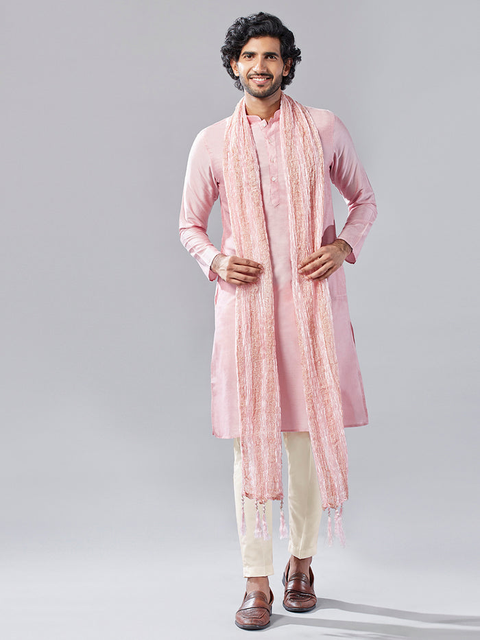 Pink Indo-Western Kurta Trouser Set with Dupatta