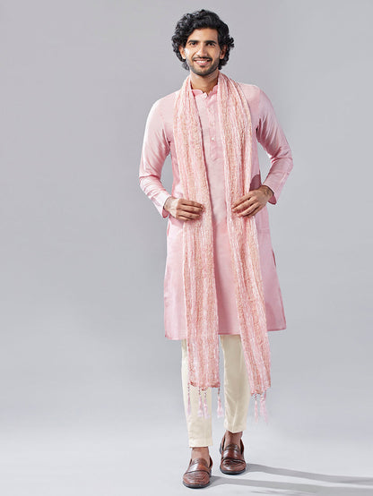 Pink Indo-Western Kurta Trouser Set with Dupatta
