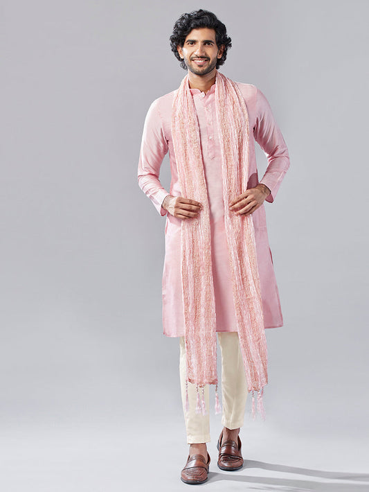 Pink Indo-Western Kurta Trouser Set with Dupatta