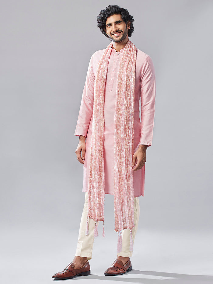 Pink Indo-Western Kurta Trouser Set with Dupatta