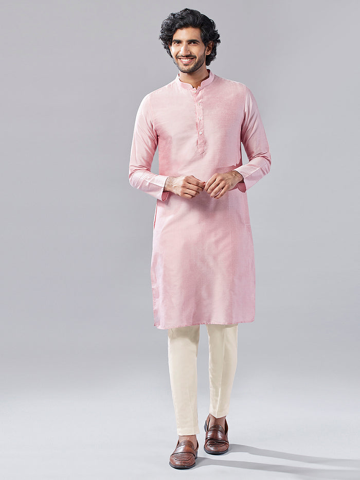 Pink Indo-Western Kurta Trouser Set with Dupatta