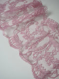 Pink Mauve Curl Motif Scallop Lace 15cm