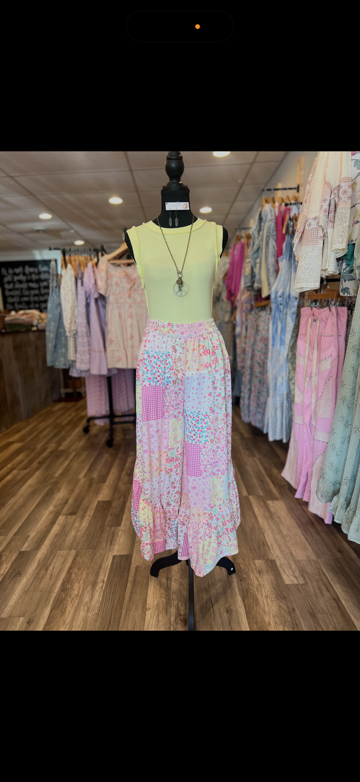 Pink Patch Ruffle Pants