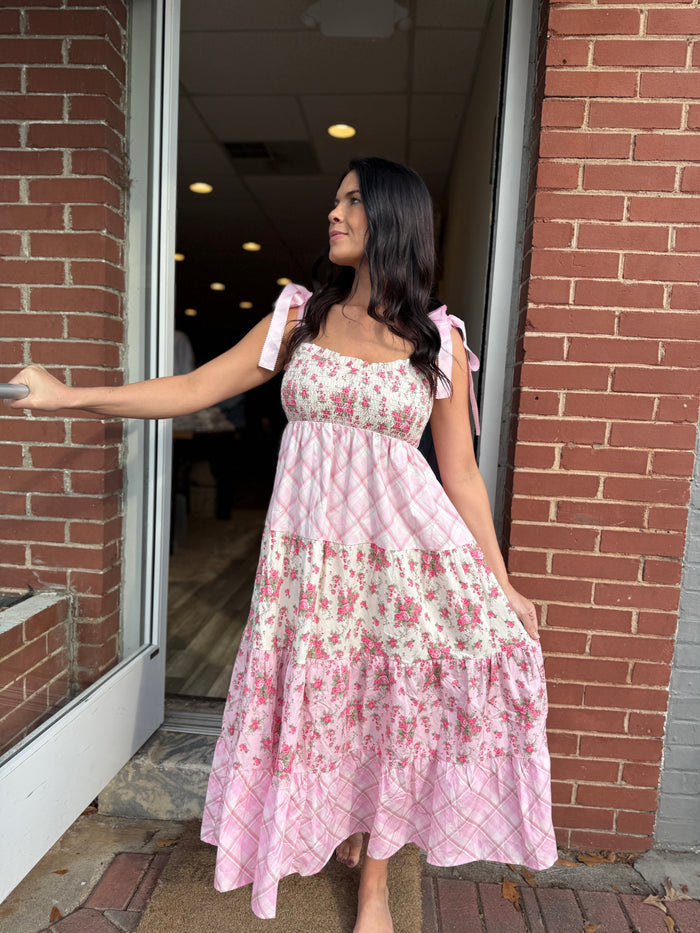 Pink Patch Tie Dress