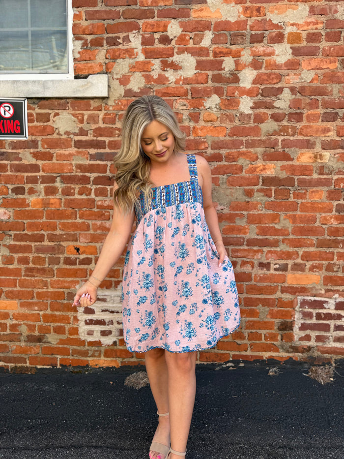 Pink/Blue Boho Dress