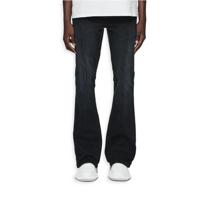 Pintuck Flare Overdye Balck Jean