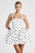 Polka Dot Bubble Hem Mini Dress