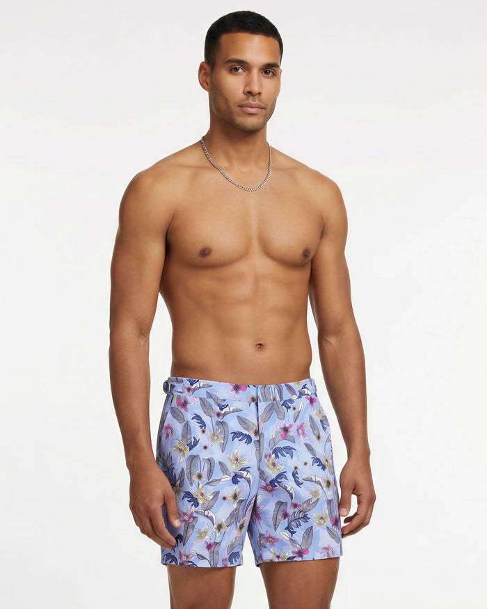 POOL FALLING FLOWERS SWIM SHORT - BLUE