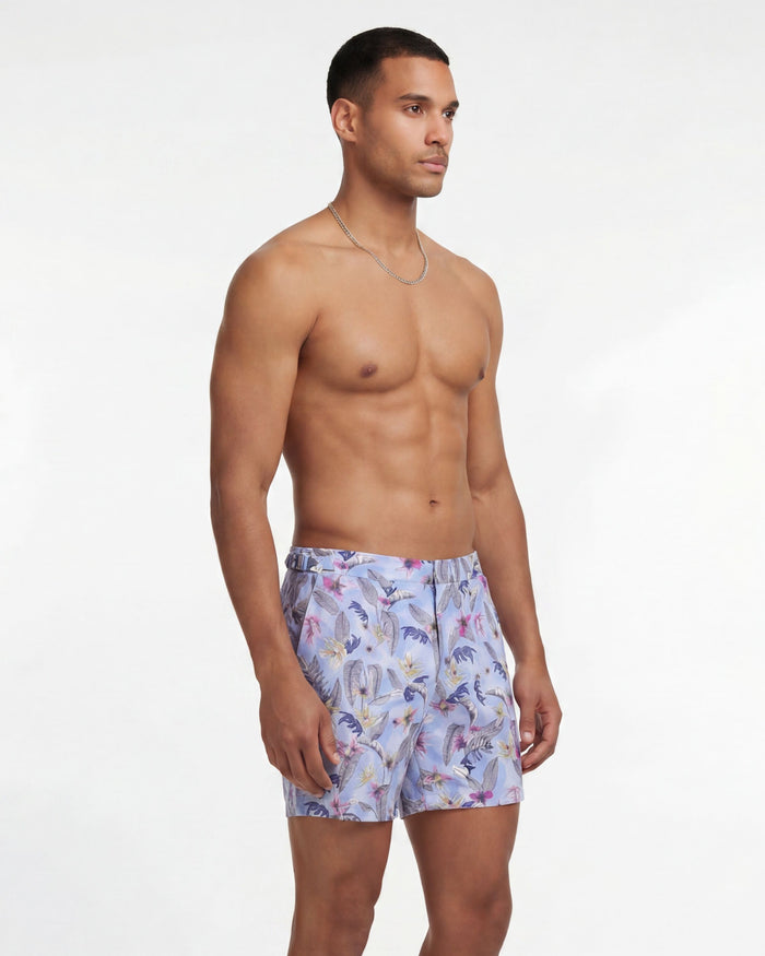 POOL FALLING FLOWERS SWIM SHORT - BLUE