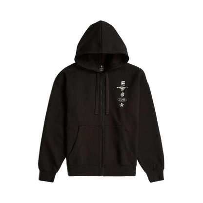 Poster Back Graphic Loose Full Zip Hoodie