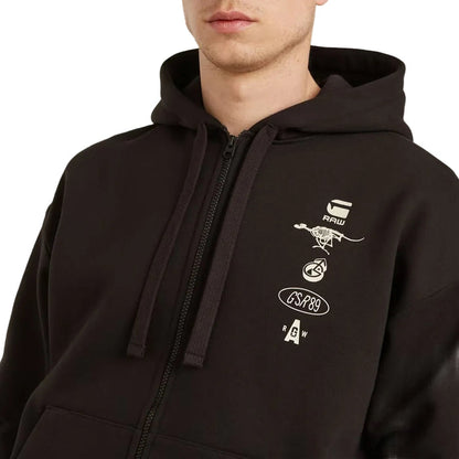 Poster Back Graphic Loose Full Zip Hoodie