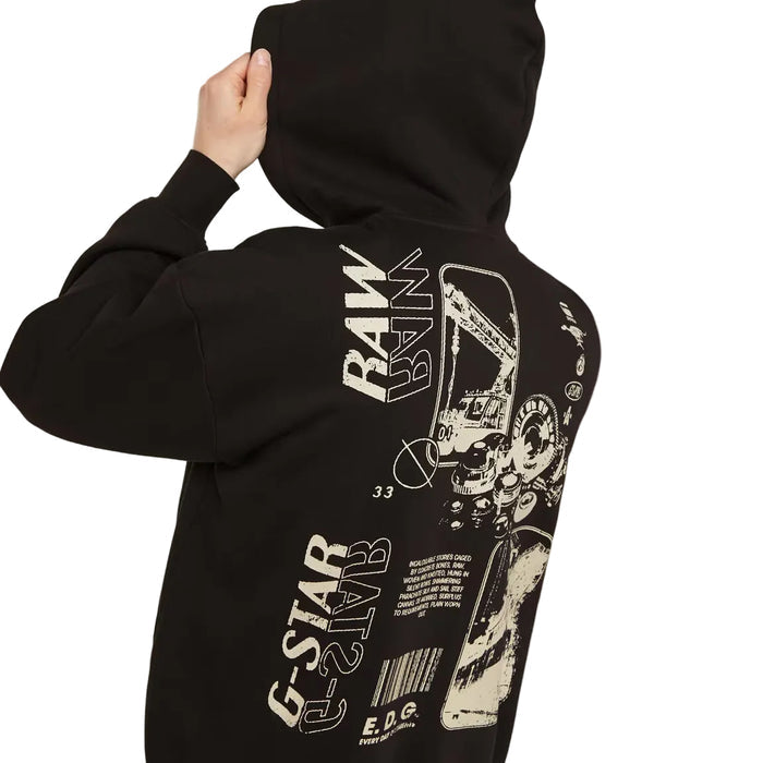 Poster Back Graphic Loose Full Zip Hoodie