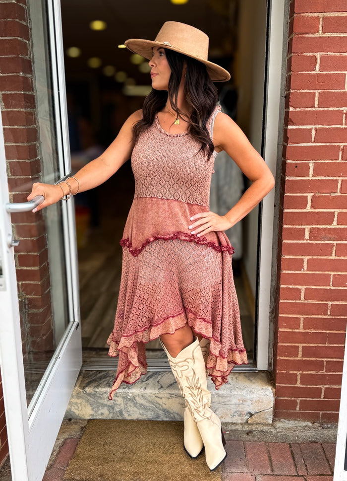 Powder Brick Lace Top