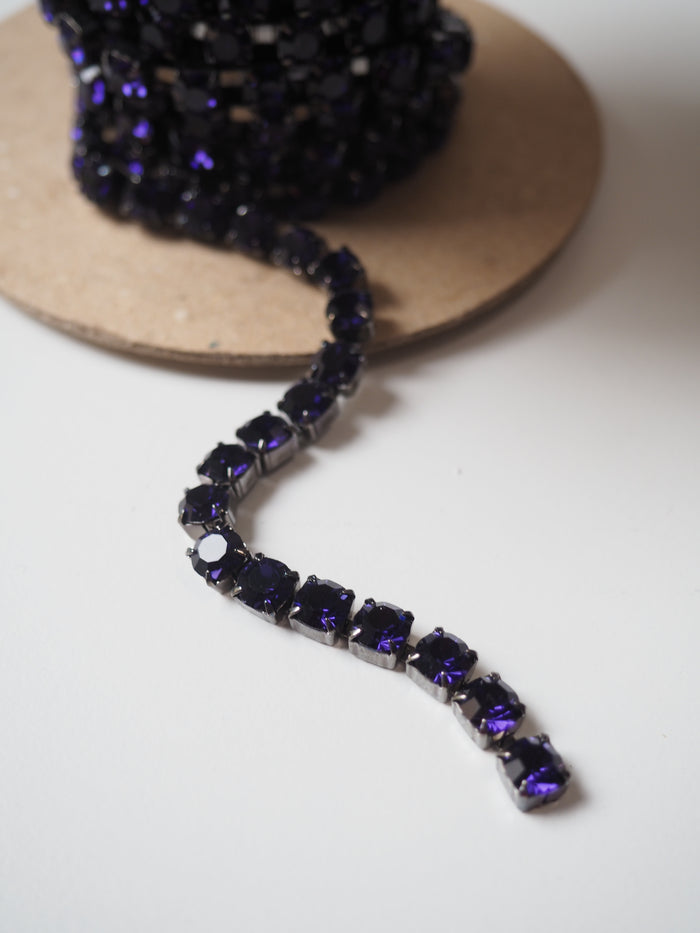 Preciosa Purple Crystal + Gunmetal Cup Chain - 5mm
