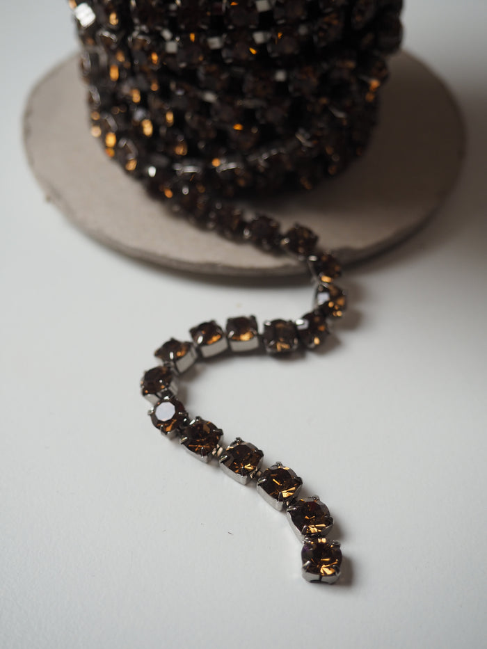 Preciosa Smoked Topaz Crystal + Pewter Cup Chain - 5mm
