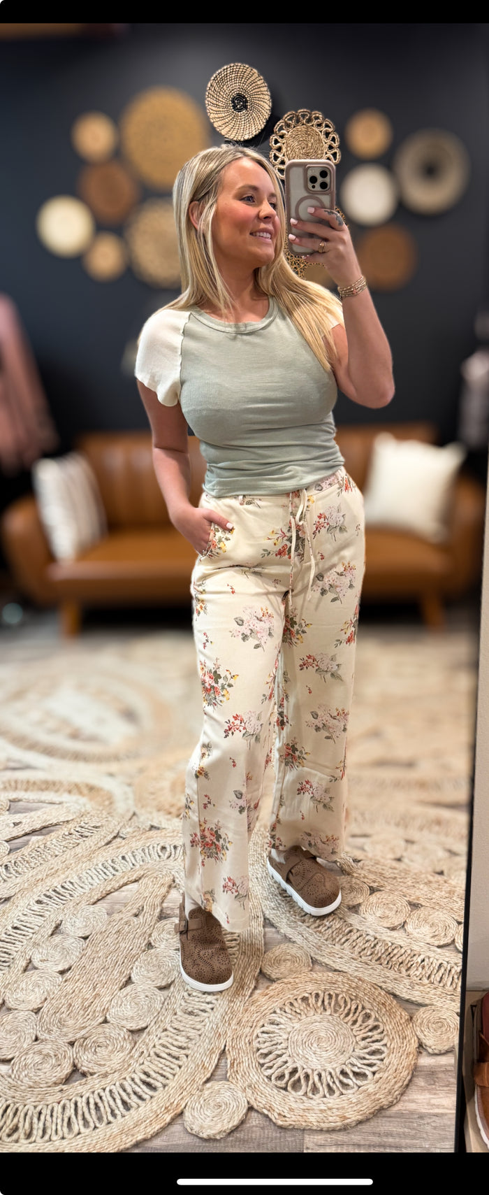 Printed Floral Waist Tie Pants