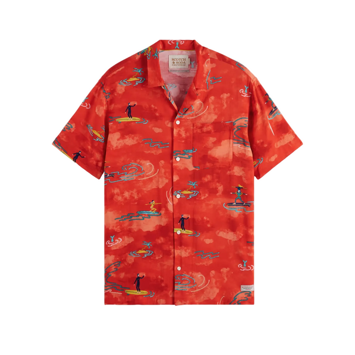 Printed Viscose Short Sleeve Shirt