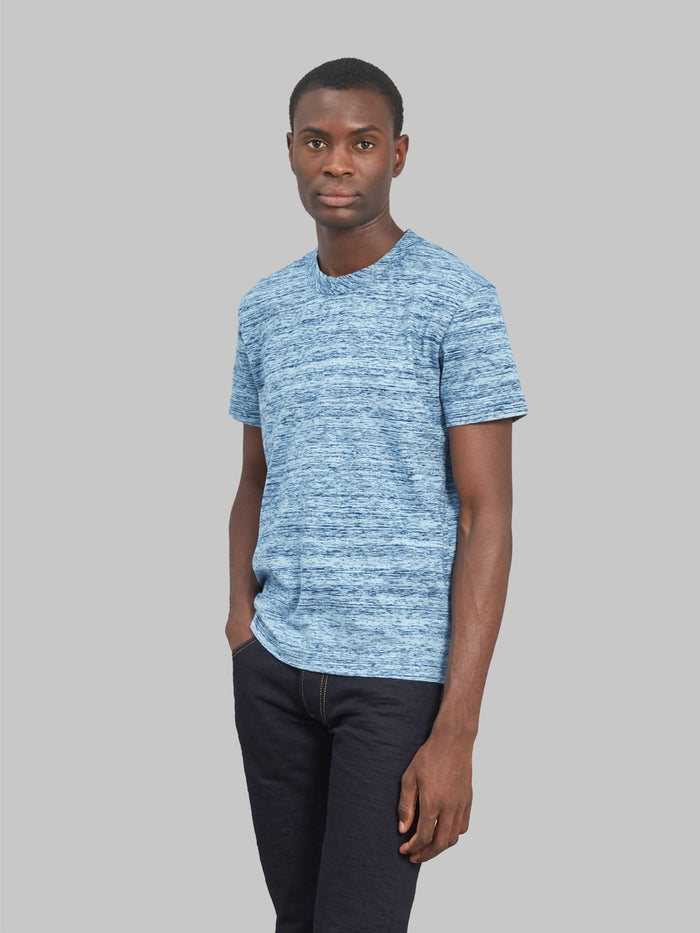 pure blue japan kasuri tshirt indigo slim style