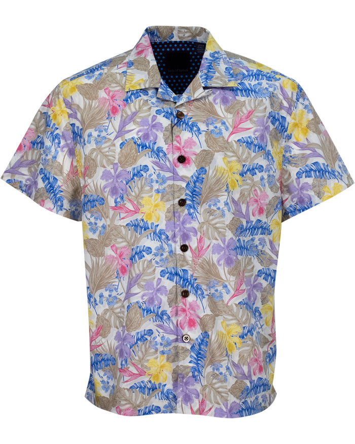 RALPH FLAT TROPICAL CAMP SHIRT - WHITE