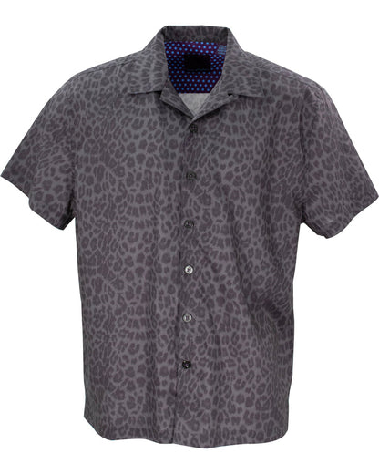RALPH LEOPARD CAMP SHIRT IN BLACK