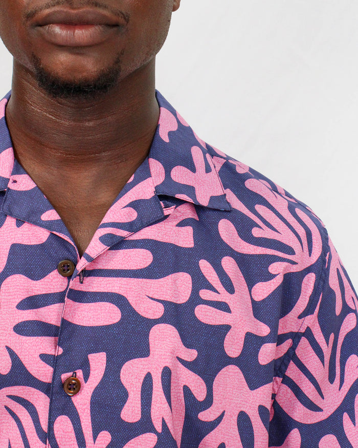RALPH LOOP CORAL CANVAS CAMP SHIRT IN PINK