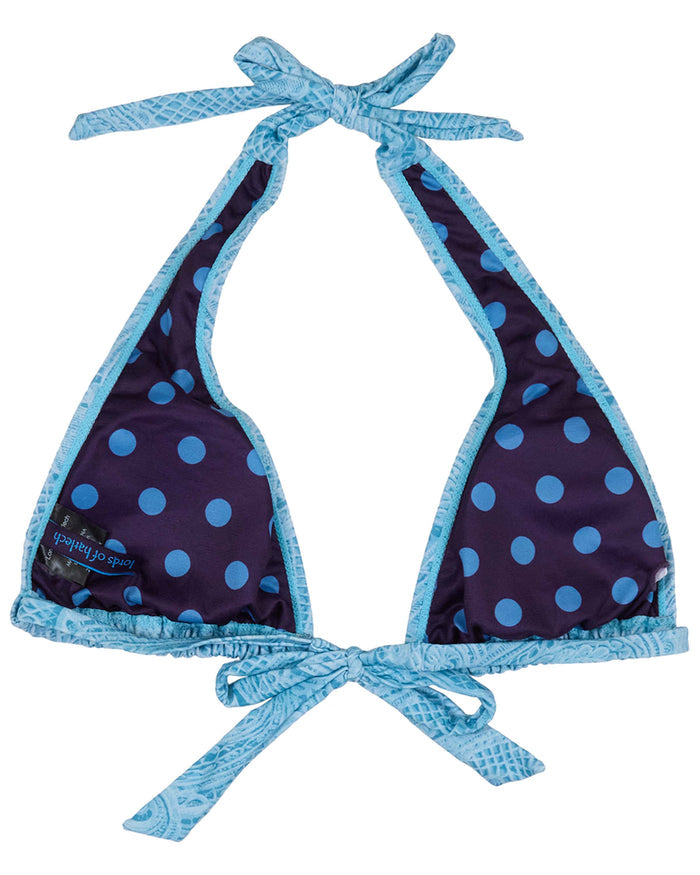 RAQUEL CROCHET PAISLEY TEAL WOMENS BIKINI TOP