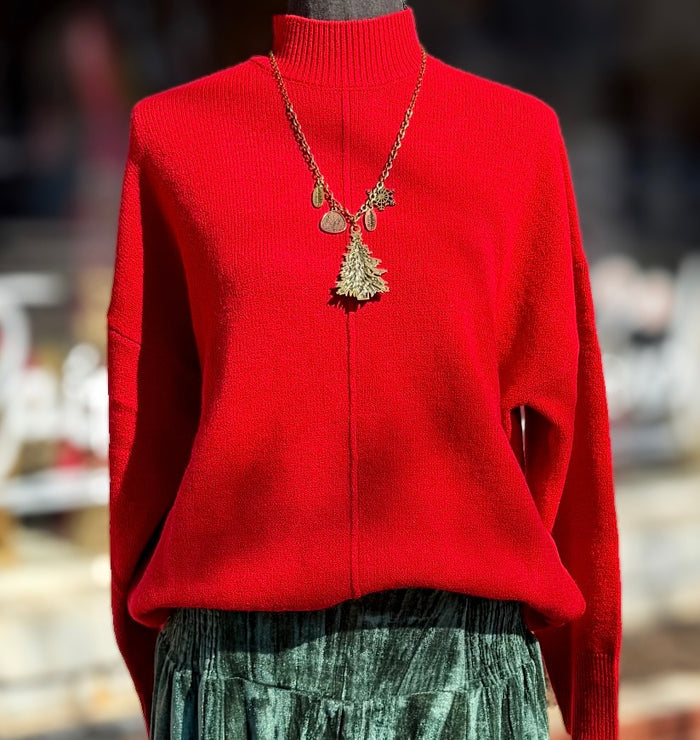 Red Mock Sweater