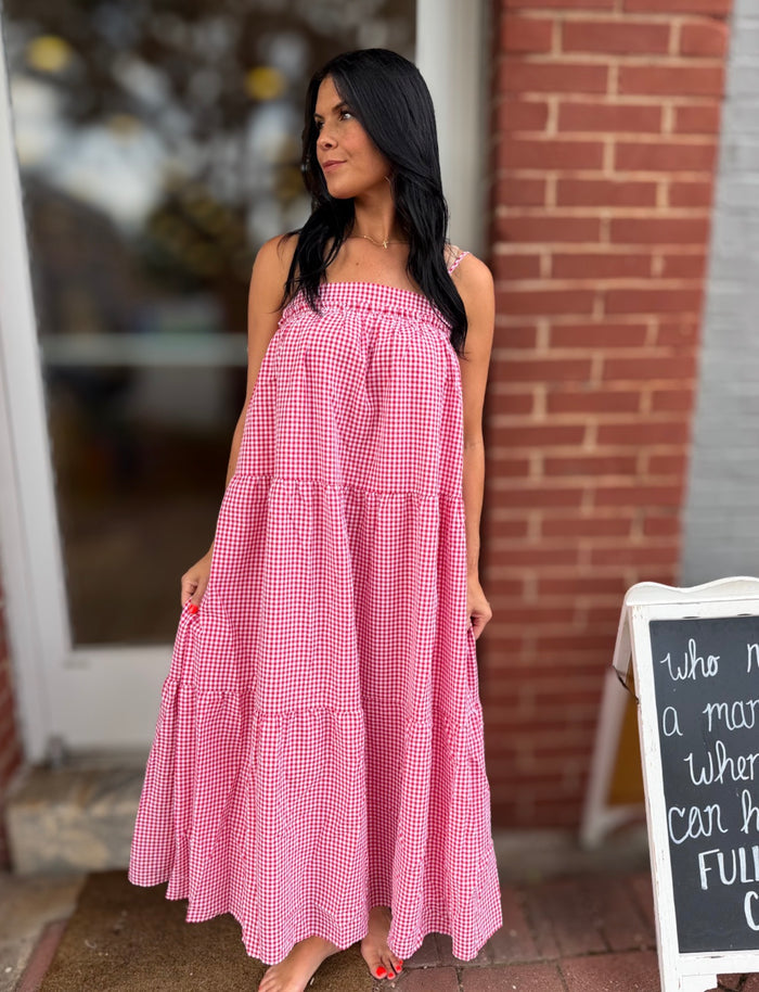 Red/Navy Gingham Dress