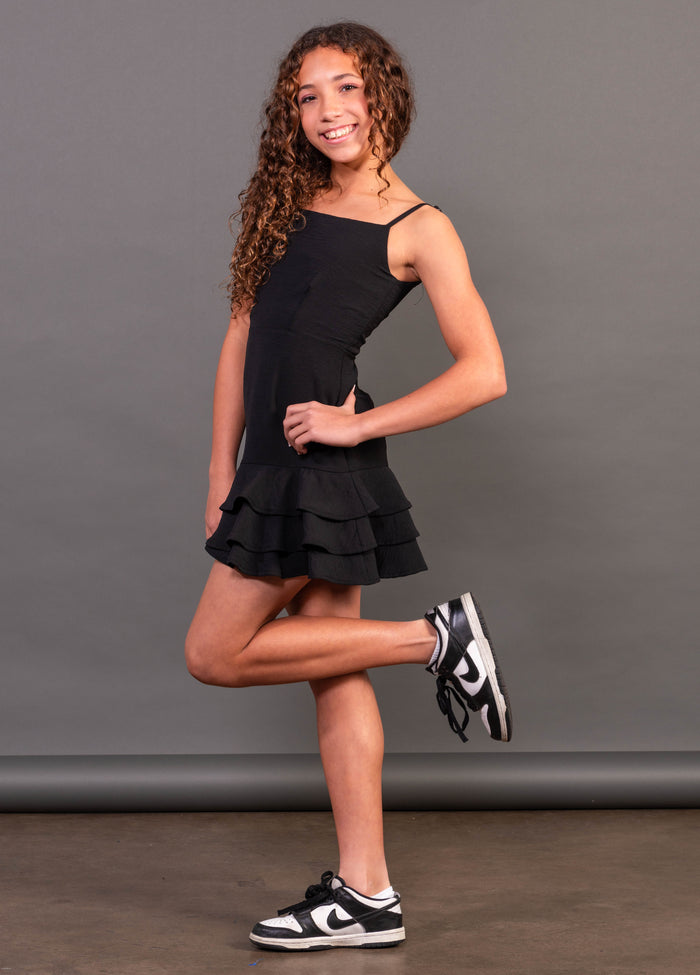 REGGIE Adjustable Straps 3 Tiered Ruffle Skirt