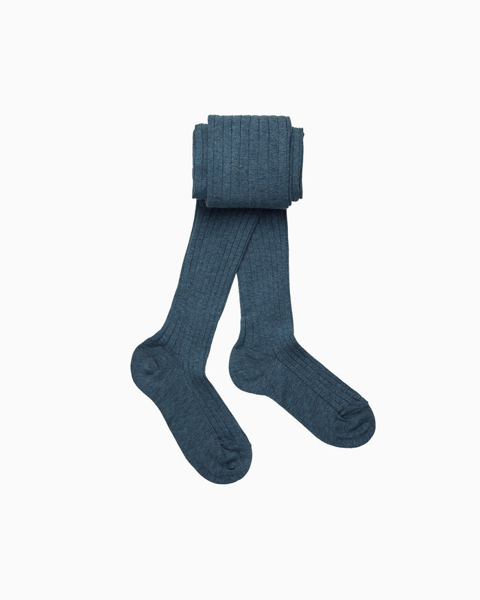 Chelsea Clothing Company Tights Ribbed Tights in Denim Blue