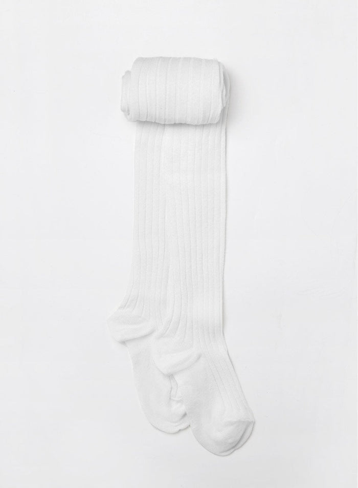 Chelsea Clothing Company Tights Ribbed Tights in White - Trotters Childrenswear