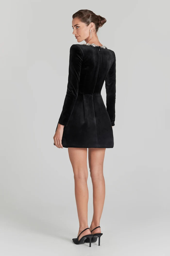 Rihanna Crystal-Trim Square Neck Mini Dress