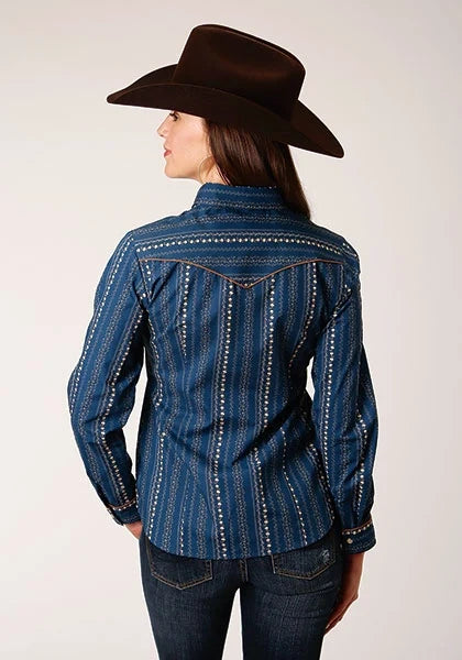 Roper 1724 Floral Wallpaper (Navy) - Women's Western Shirt