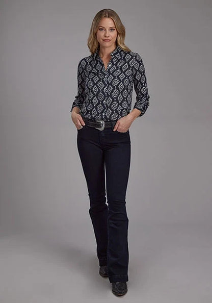 Roper 2133 Ikat Print (Black) - Women's Western Blouse