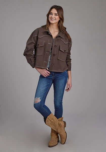 Roper 2272 Printed Knit (Brown) - Women's Cropped Jacket
