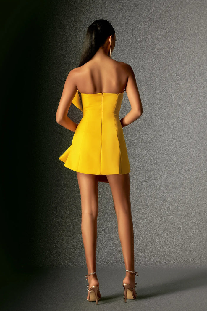 Rosalía Asymmetric Yellow Mini Dress