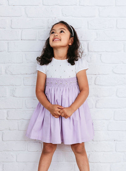 Lily Rose Dress Rose Hand Smocked Dress in Lilac