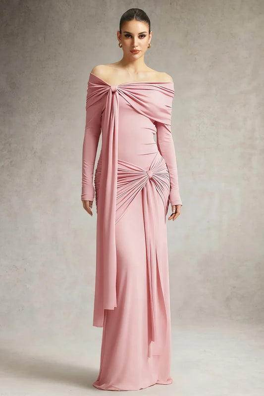 Rose Off-Shoulder Couture Maxi Gown